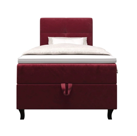Vínová kontinentální postel Melba 120x200 v moderním skandinávském stylu s čalouněným čelem postele s úložným boxem
