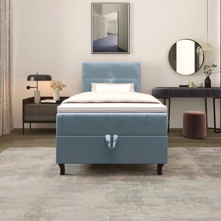 Kontinentální postel Melba 120x200 tyrkysová v moderním skandinávském stylu s čalouněným čelem postel s úložným boxem