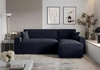 Rohová sedací souprava s funkcí spaní Brandon Bis námořnická modř pravá strana měkká tkanina s charakteristickou smyčkovou povrchovou nádobou na lůžkoviny