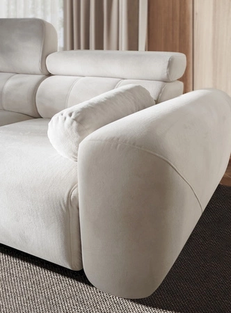 Rohová sedačka s funkcí spaní Cantare III Lux slonová kost levá stylová a pohodlná rohová sedačka do obývacího pokoje se zvedací opěrkou nohou