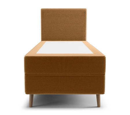 Kontinentální postel Totti 80x200 medová stylová postel s úložným prostorem trojrozměrná tkanina s výraznými pruhy