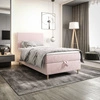 Kontinentální postel Bing 100x200 pudrově růžová v moderním skandinávském stylu s čalouněným čelem postele s úložným boxem