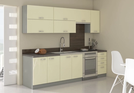 Sada rohového kuchyňského nábytku Karmen 260x270 cm lesklá čela styl skříněk bude ladit s interiérem každé kuchyně