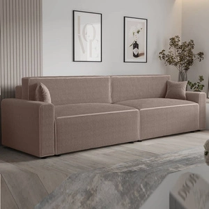 Rozkládací pohovka Brandon XL Bis světle hnědá moderní design trojrozměrný pruhovaný látkový kontejner na lůžkoviny