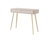 Konzola Lante béžová se zásuvkou stylový a funkční toaletní stolek zakřivený tvar rýhované čelo zlaté doplňky