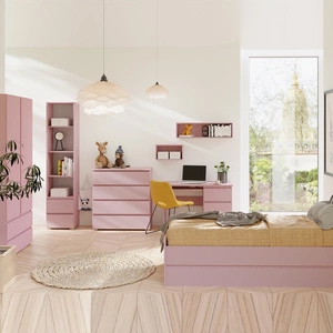 Sada nábytku Jednoduchá pudrově růžová ideální do dětského pokoje v módním stylu