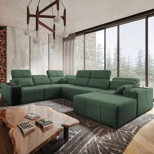 Rohová sedačka s funkcí spaní Tesalia VIII mint pravá pohodlná rohová sedačka do obývacího pokoje s inovativní funkcí posuvného opěradla