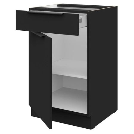 Rohová sestava kuchyňského nábytku Brianza / Černá 330x210 cm kovové úchytky skříněk vypadají skvěle v moderních interiérech