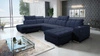 Rohová pohovka Luigi VI s funkcí spaní tmavě modrá pravostranná stylová rohová pohovka s kontejnery na lůžkoviny potaženými měkkou látkou