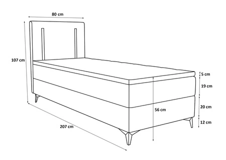 Kontinentální postel Norco 80x200 béžová Stylová postel s úložným prostorem na lůžkoviny Osvětlení v čele postele dodává posteli jedinečný nádech
