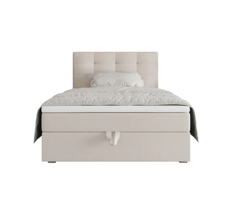 Kontinentální postel Flint 100x200 béžová v moderním skandinávském stylu s čalouněným čelem postele s úložným boxem