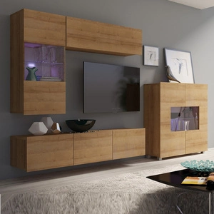 Komoda Apulia III dub zlatý Výjimečně stylová komoda s jednoduchými zásuvkami, která se hodí do každého interiéru