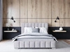 Čalouněná postel Insam 160x200 šedá jasan Stylová postel s úložným prostorem na lůžkoviny Pohodlný podhlavník zaujme svým elegantním designem