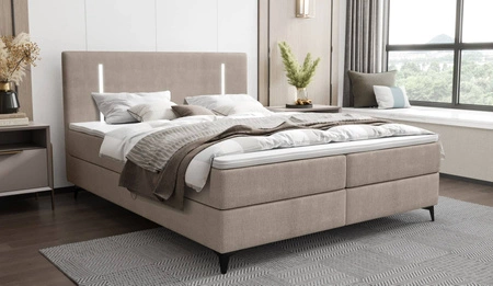 Kontinentální postel Norco 140x200 tmavě béžová Stylová postel s úložným boxem Osvětlení v čele postele dodává jedinečný nádech