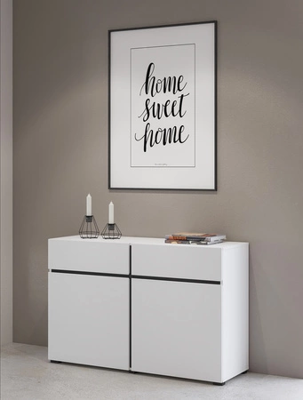 Komoda Cross 119 cm bílá moderní design ideální komoda do obývacího pokoje ložnice nebo kanceláře jednoduchý tvar