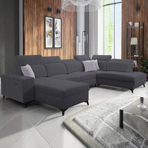 Kelly Sleek VI rohová pohovka s funkcí spaní grafitová levá moderní designová rohová pohovka do obývacího pokoje s nastavitelnými opěrkami hlavy