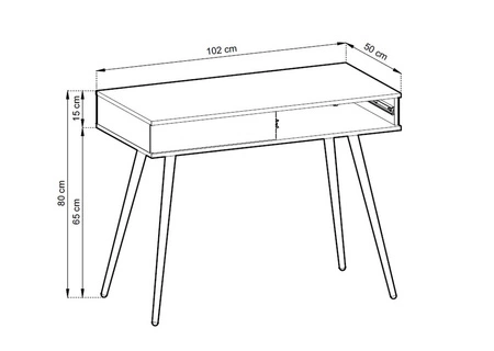 Luxusní béžová konzola se zásuvkami Stylový a elegantní toaletní stolek na vysokých nohách, jehož tělo je doplněno zlatou lištou