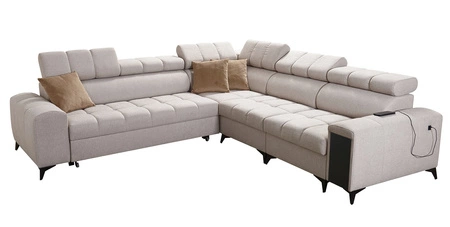 Rohová sedací souprava s funkcí spaní Bolmso III hořčice pravá rohová sedací souprava s kontejnery na lůžkoviny s plnovýsuvnou zásuvkou v bočnici