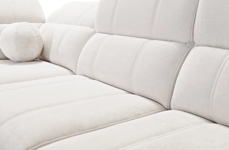 Rohová sedací souprava s funkcí spaní Penejos IV krémová pravostranná stylová rohová sedací souprava se dvěma nádobami na lůžkoviny odolná látka