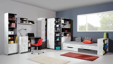 Patrová postel Tablo 90x200 cm grafit / enigma ideální pro dětské a mládežnické pokoje lemování zakončené speciální dýhou