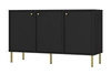 Kioto II 125 cm černá grafitová minimalistická forma ideální komoda do ložnice, obývacího pokoje nebo pokoje teenagera zlaté úchyty