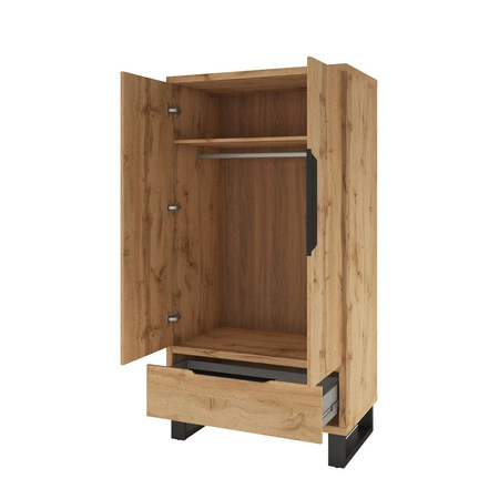 Šatní skříň Halle 99 cm dub wotan stylový design klasický tvar šatní skříň do ložnice nebo šatny prostorné zásuvky úchyty na hraně