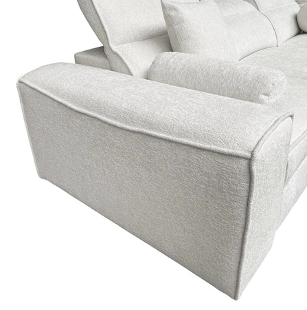 Rohová sedačka s funkcí spaní Viano III Lux krémová pravá rohová sedačka do obývacího pokoje s výsuvnou podnožkou kontejner na ložní prádlo
