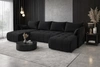 Rohová sedací souprava s funkcí spaní Selva U černá Zajímavě řešená rohová sedací souprava z odolné tkané látky