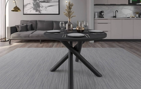 Kulatý stůl Lyon 110 cm portlandský jasan / černý designový jídelní stůl kovové pavoučí nohy výškově nastavitelné