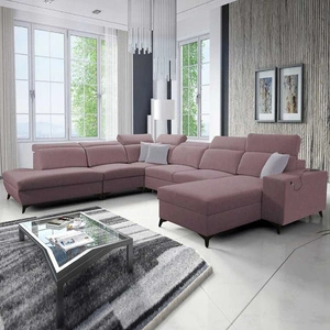 Kelly Sleek X levandulově růžová pravá rohová sedačka s funkcí spaní mimořádně elegantní rohová sedačka do obývacího pokoje s nastavitelnými opěrkami hlavy