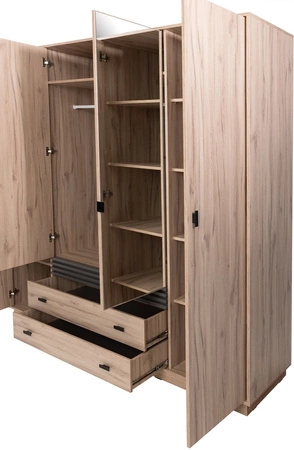 Estan 200 cm světlý dub / antracit zrcadlová šatní skříň moderní designový nábytek dveře šatní skříně zdobené lamelami