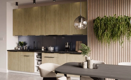 Cremona sada kuchyňského nábytku 300 cm elegantní kuchyňské skříňky s kovovými hranami úchytek skříňka s nákladním košem