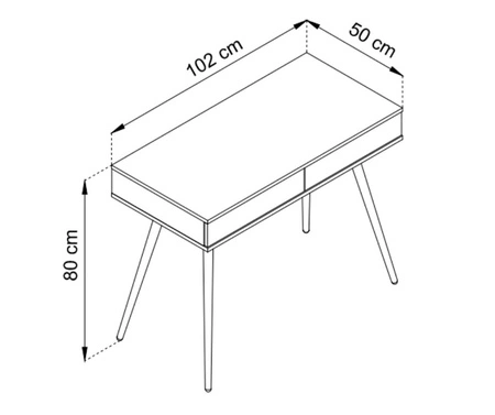 Luxusní černá konzola se zásuvkami Stylový a elegantní toaletní stolek na zlatých kovových nohách, jehož tělo je doplněno zlatým lemováním