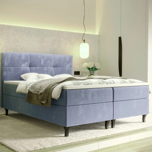 Modrá kontinentální postel Melba 180x200 v moderním skandinávském stylu s výrazným čelem