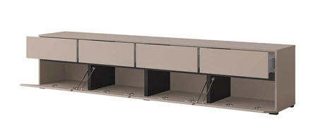 TV skříňka Cross 225 cm tmavě béžová jednoduchý tvar v moderním provedení ideální skříňka do obývacího pokoje geometrického tvaru