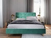 Čalouněná postel Noiro 160x200 zelená s úložným boxem v moderním skandinávském stylu s výrazným čelem