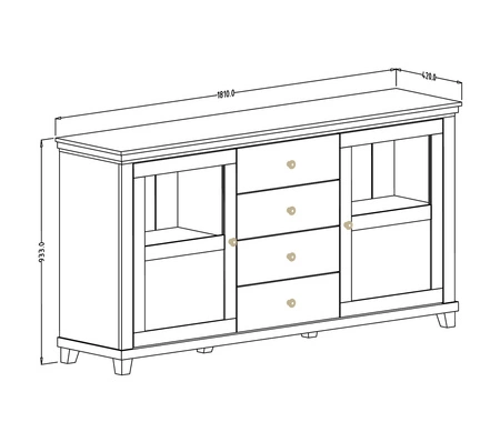 Komoda Evora 181 cm béžová / dub dunin funkční ideální pro moderní klasické a skandinávské interiéry