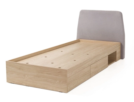 Postel Olivio se zásuvkami 90x200 cm olejovaný dub ideální do dětského pokoje s čalouněným čelem a zásuvkami