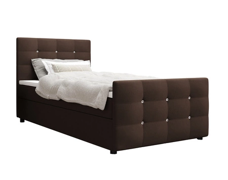 Hnědá kontinentální postel Kansas 120x200 v moderním skandinávském stylu s čalouněným čelem a nohama