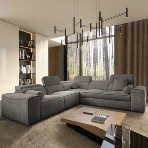 Rohová sedací souprava s funkcí spaní Viano III šedá levá stylová rohová sedací souprava s kontejnery na lůžkoviny ideální pro moderní interiéry