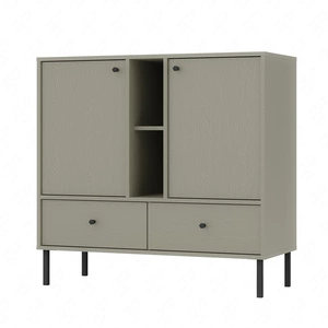 Zásuvková komoda Kioto II 100 cm eukalyptus moderní design kovové vysoké nohy černá originální design komoda