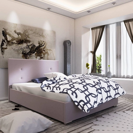 Čalouněná postel Reus 180x200 pudrově růžová s moderním stylem čela ideální do ložnice