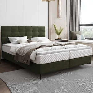 Kontinentální postel Irvine 140x200 zelená Stylová postel s úložným prostorem na lůžkoviny a vysokým čelem zaujme svým elegantním designem