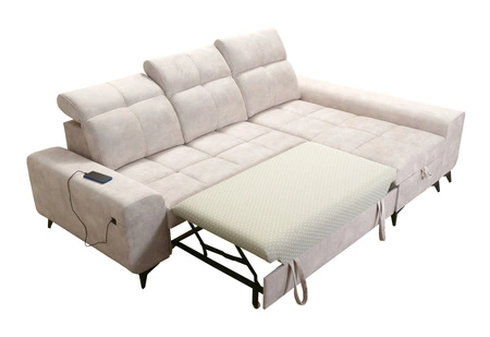 Rohová pohovka s funkcí spaní Buffalo green right Funkční a stylová rohová pohovka s kontejnerem na lůžkoviny