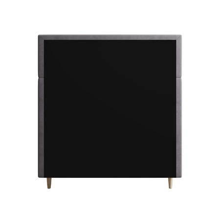 Kontinentální postel Benet 120x200 světle šedá v moderním skandinávském stylu s čalouněným čelem a nohou postele s úložným boxem