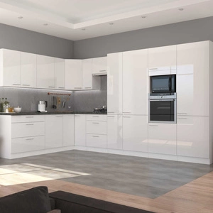 Rohová sestava kuchyňského nábytku Lumia 230x370 cm lesklá čela styl skříněk se hodí do interiéru každé kuchyně