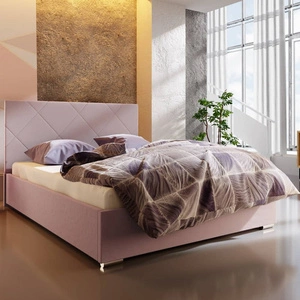 Čalouněná postel Hernani 180x200 pudrově růžová s moderním stylem čela ideální do ložnice