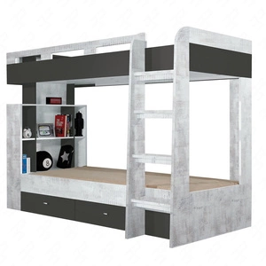 Patrová postel Tablo 90x200 cm grafit / enigma ideální pro dětské a mládežnické pokoje lemování zakončené speciální dýhou