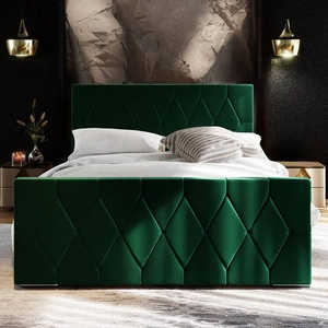 Čalouněná postel Sparks 180x200 lahvově zelená s úložným boxem v moderním stylu s výrazným čelem a nohou