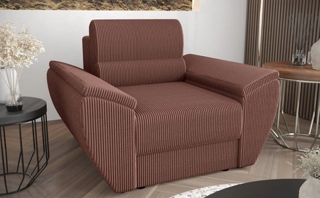 Křeslo Fogu indické růžové moderní design pohodlné lounge křeslo manšestrová látka s výraznými pruhy široké područky